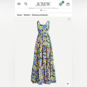NWT J Crew Tiered Maxi Yellow Dress Size 12